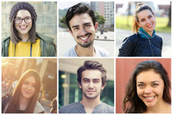 Collage mit den Porträts verschiedener Studenten